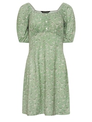 PixieGirl Petite Green PixieGirl Blue Ditsy Floral Print Mini Dress - Image 5 of 5