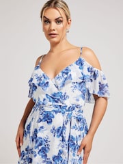 Your Curve White Floral Print Ruffle Hem Dress - Image 2 of 5