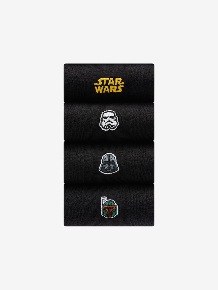 Black Star Wars Embroidered Socks 4 Pack - Image 1 of 8