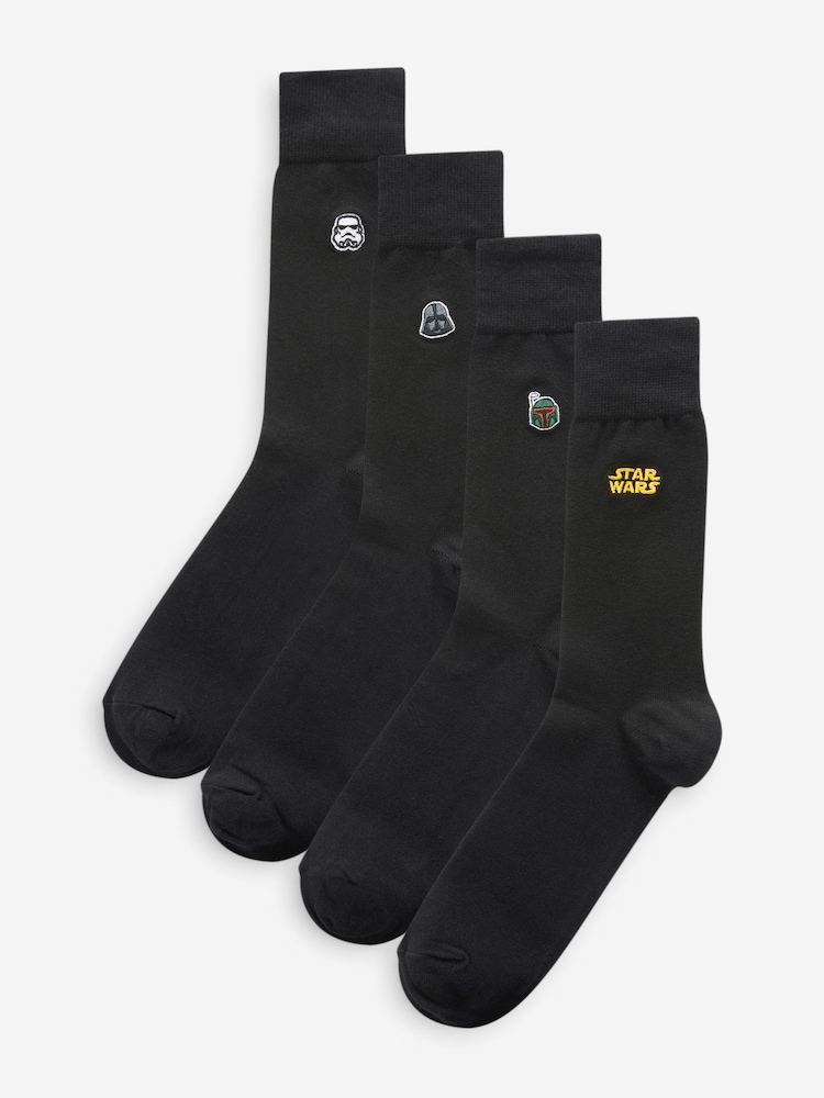 Black Star Wars Embroidered Socks 4 Pack - Image 2 of 8
