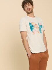 White Stuff White Morocco Graphic 100% Cotton T-Shirt - Image 1 of 7
