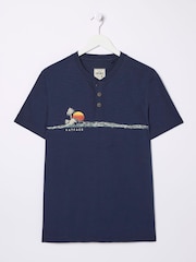 FatFace Blue Chest Stripe Oasis Henley T-Shirt - Image 4 of 4