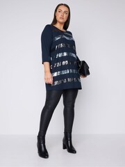 Evans 3/4 Sleeve Sequin Stripe Top - Image 2 of 4