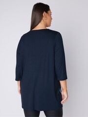 Evans 3/4 Sleeve Sequin Stripe Top - Image 3 of 4