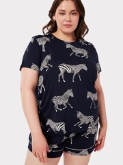 Chelsea Peers Blue Zebra Print Short Pyjama Set - Image 1 of 5