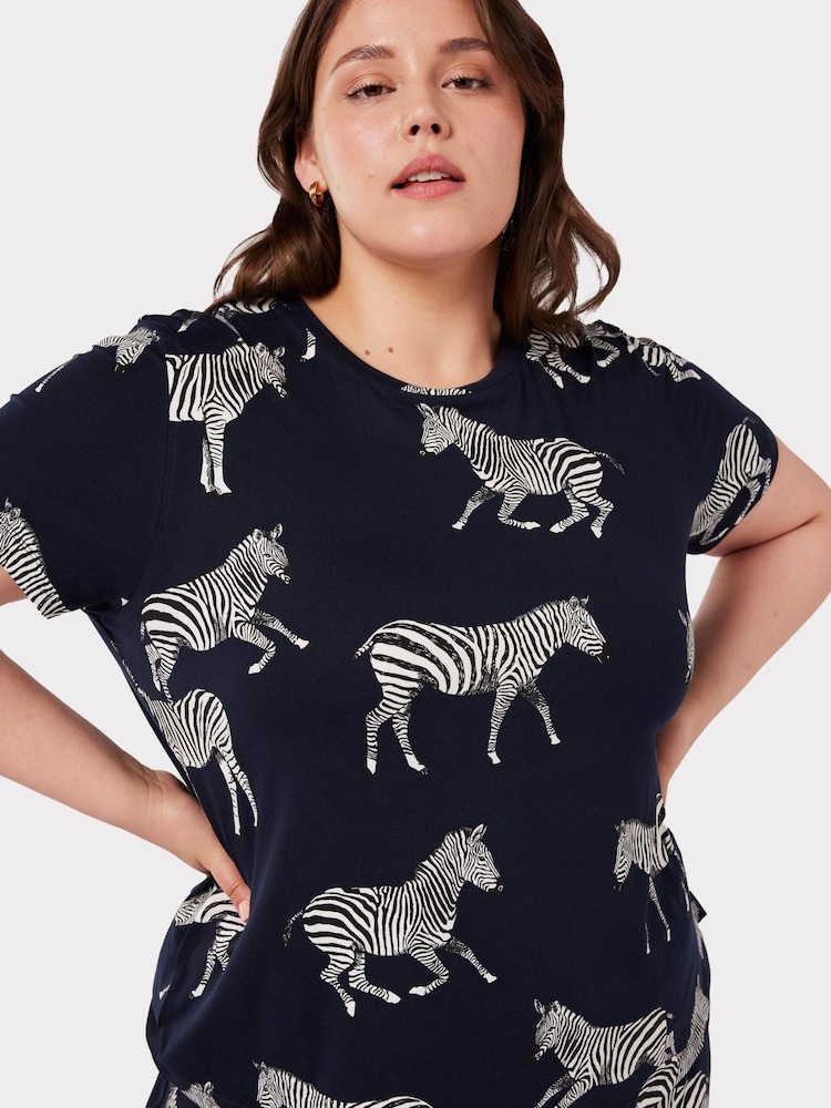 Chelsea Peers Blue Zebra Print Short Pyjama Set - Image 2 of 5
