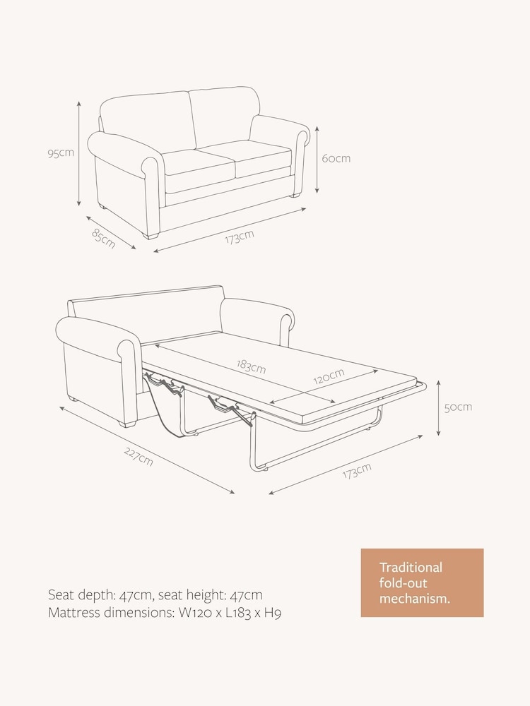 Jay-Be Cosy Chenille Foxy Orange Heritage 2 Seater Sofa Bed - Image 6 of 6