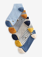 Navy/Ochre Bee Trainer Socks 5 Pack - Image 1 of 6