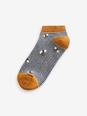 Navy/Ochre Bee Trainer Socks 5 Pack - Image 3 of 6