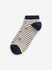 Navy/Ochre Bee Trainer Socks 5 Pack - Image 5 of 6