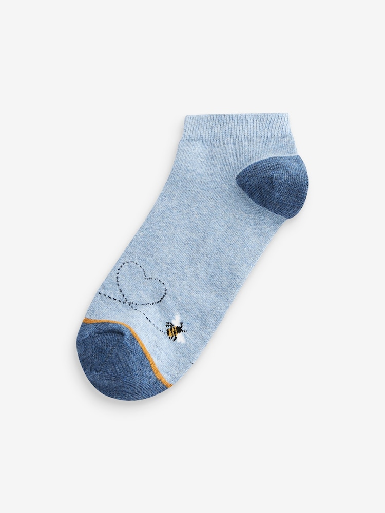 Navy/Ochre Bee Trainer Socks 5 Pack - Image 6 of 6