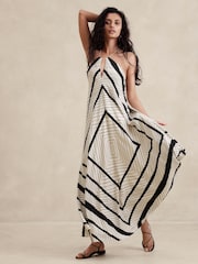 Banana Republic Black Silk Halter Maxi Dress - Image 1 of 1