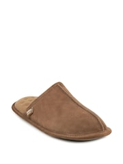 Totes Brown Mens Isotoner Real Suede Mules Slippers - Image 3 of 5