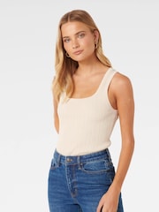 Forever New Cream Seville Multi Rib Knit Tank Top - Image 3 of 5