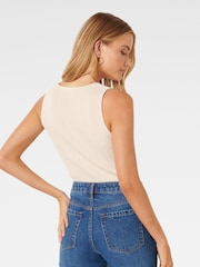 Forever New Cream Seville Multi Rib Knit Tank Top - Image 4 of 5