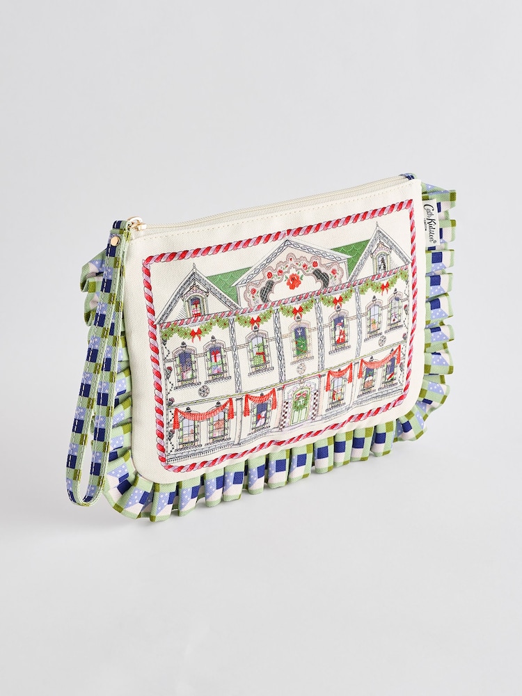 Cath Kidston Christmas Frill Wristlet Pouch - Image 1 of 5