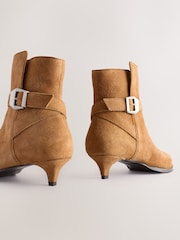 Camel Brown Suede Buckle Detail Western Boho Ankle Boots - Image 7 of 9