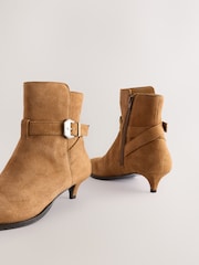 Camel Brown Suede Buckle Detail Western Boho Ankle Boots - Image 8 of 9