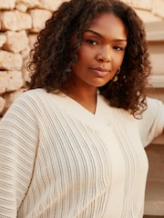 Live Unlimited Natural Curve Open Stitch Knitted Kaftan Jumper - Image 2 of 6