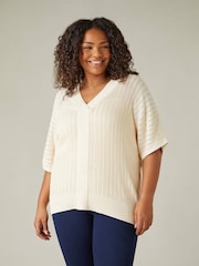 Live Unlimited Natural Curve Open Stitch Knitted Kaftan Jumper - Image 3 of 6