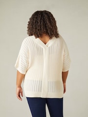 Live Unlimited Natural Curve Open Stitch Knitted Kaftan Jumper - Image 4 of 6