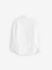 White 100% Linen Long Sleeve Shirt (3-16yrs) - Image 2 of 4