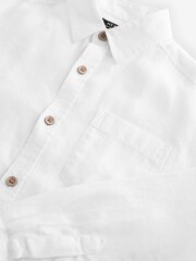 White 100% Linen Long Sleeve Shirt (3-16yrs) - Image 3 of 4