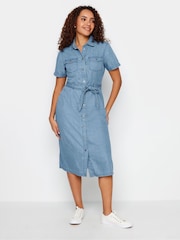 M&Co Blue Tencel Short Sleeve Denim Dress - Image 1 of 4