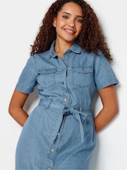 M&Co Blue Tencel Short Sleeve Denim Dress - Image 4 of 4