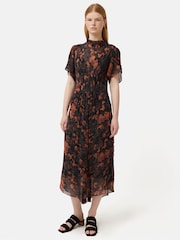 Jigsaw Shadow Floral Black Midi Dress - Image 1 of 6