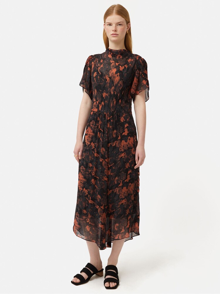 Jigsaw Shadow Floral Black Midi Dress - Image 1 of 6