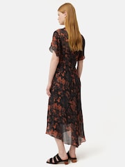 Jigsaw Shadow Floral Black Midi Dress - Image 2 of 6