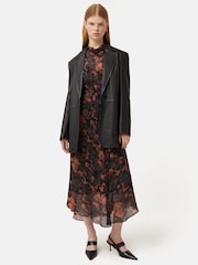 Jigsaw Shadow Floral Black Midi Dress - Image 3 of 6
