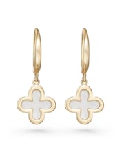 Beaverbrooks 9ct Gold Mother of Pearl Clover Hoop Earrings - Image 1 of 6