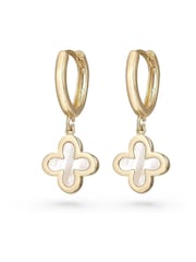 Beaverbrooks 9ct Gold Mother of Pearl Clover Hoop Earrings - Image 3 of 6