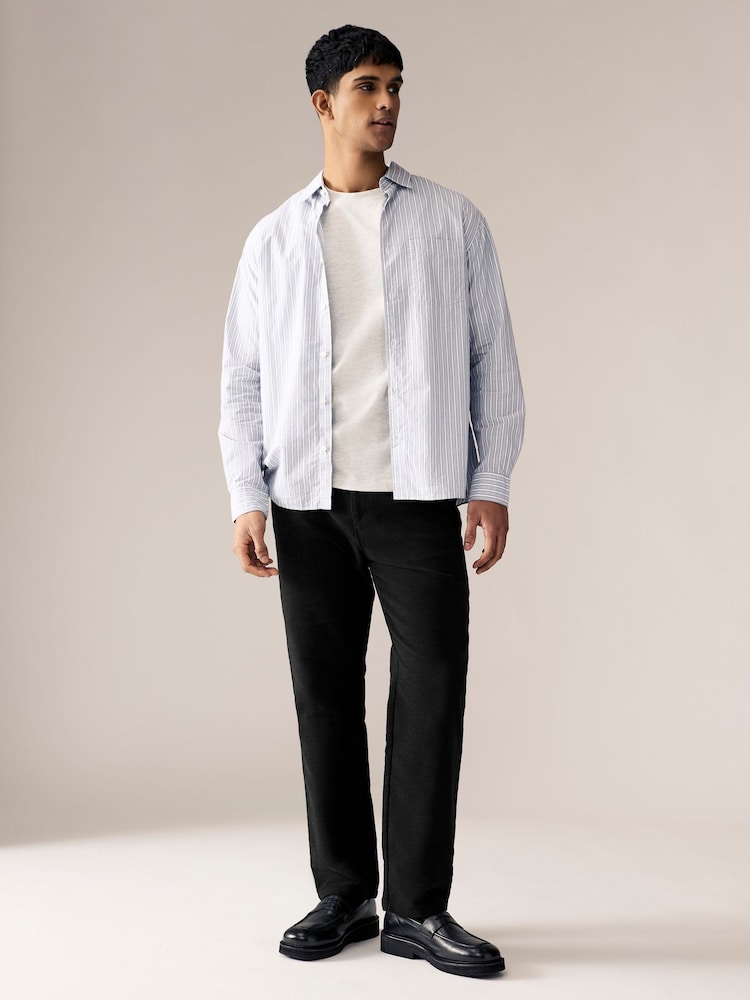 Charcoal Grey Straight Fit Nova Fides Italian Cotton Moleskin Chinos - Image 3 of 11