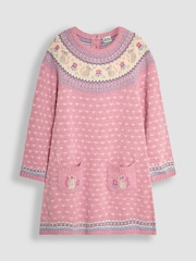 JoJo Maman Bébé Pink Mouse Knitted Dress - Image 1 of 3