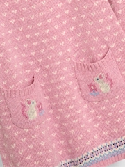 JoJo Maman Bébé Pink Mouse Knitted Dress - Image 3 of 3