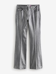 Silver Glitter Coated Flared Jeans - Image 1 of 8