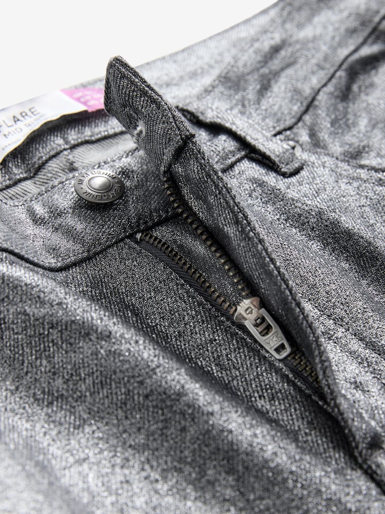 Silver Glitter Coated Flared Jeans - Image 2 of 8