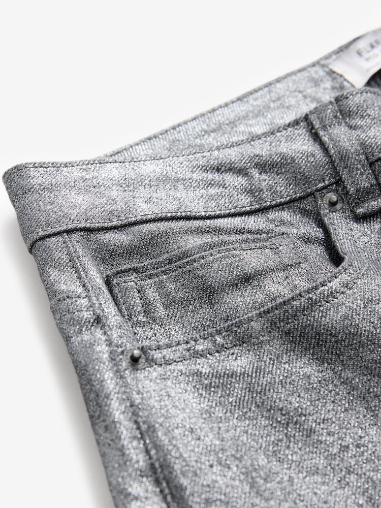 Silver Glitter Coated Flared Jeans - Image 3 of 8