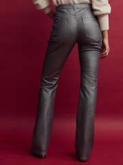 Silver Glitter Coated Flared Jeans - Image 4 of 8