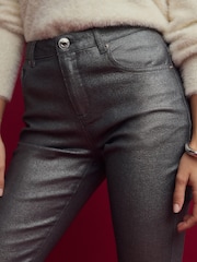 Silver Glitter Coated Flared Jeans - Image 5 of 8
