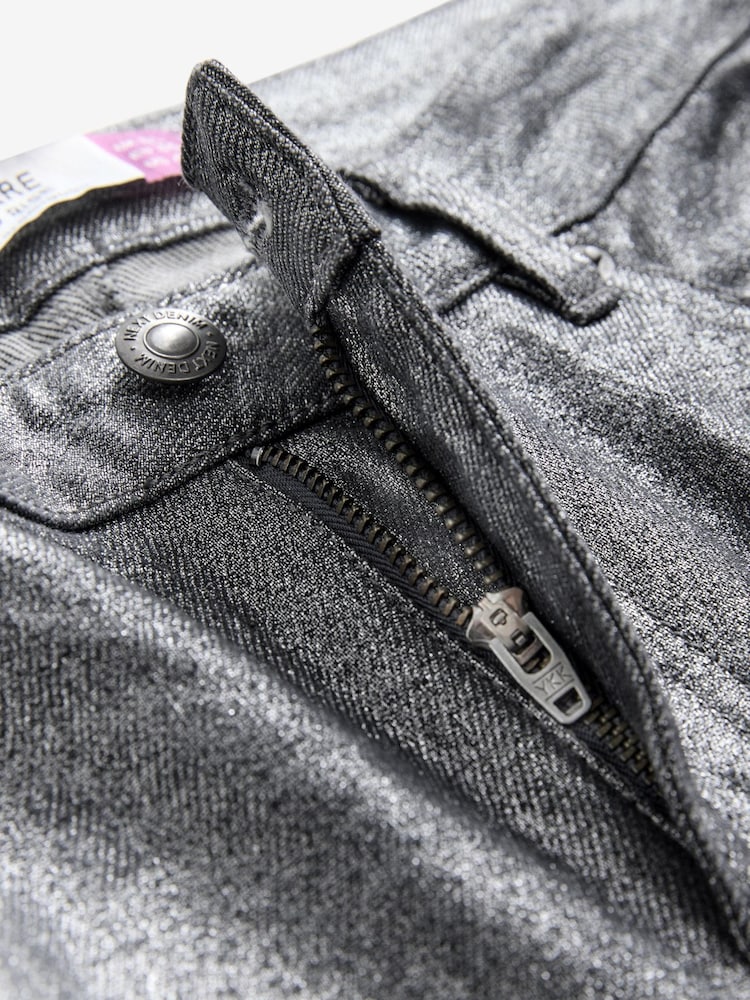 Silver Glitter Coated Flared Jeans - Image 7 of 8