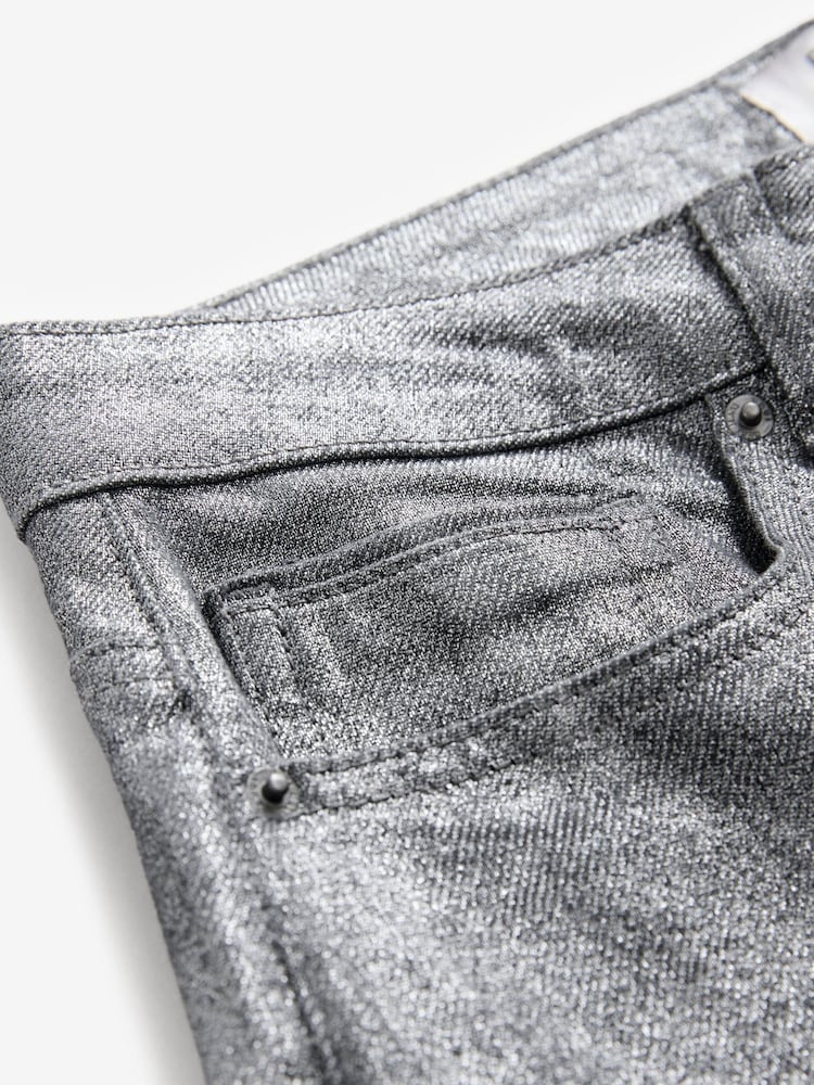 Silver Glitter Coated Flared Jeans - Image 8 of 8