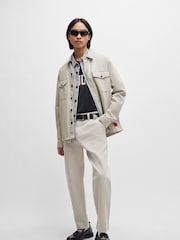 HUGO Grey Oversized-Fit Overshirt in Cotton Twill With Camp Collar - Image 2 of 5