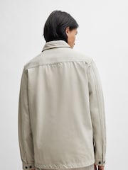 HUGO Grey Oversized-Fit Overshirt in Cotton Twill With Camp Collar - Image 5 of 5