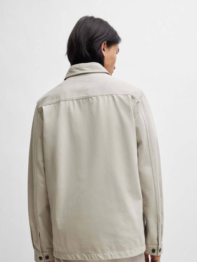 HUGO Grey Oversized-Fit Overshirt in Cotton Twill With Camp Collar - Image 5 of 5