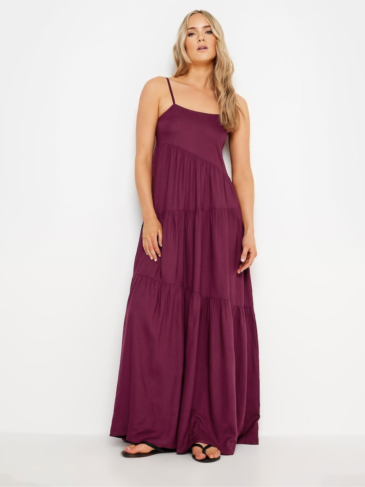 Long Tall Sally Dark Red Asymmetric Tiered Midaxi Dress - Image 1 of 6