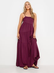 Long Tall Sally Dark Red Asymmetric Tiered Midaxi Dress - Image 2 of 6
